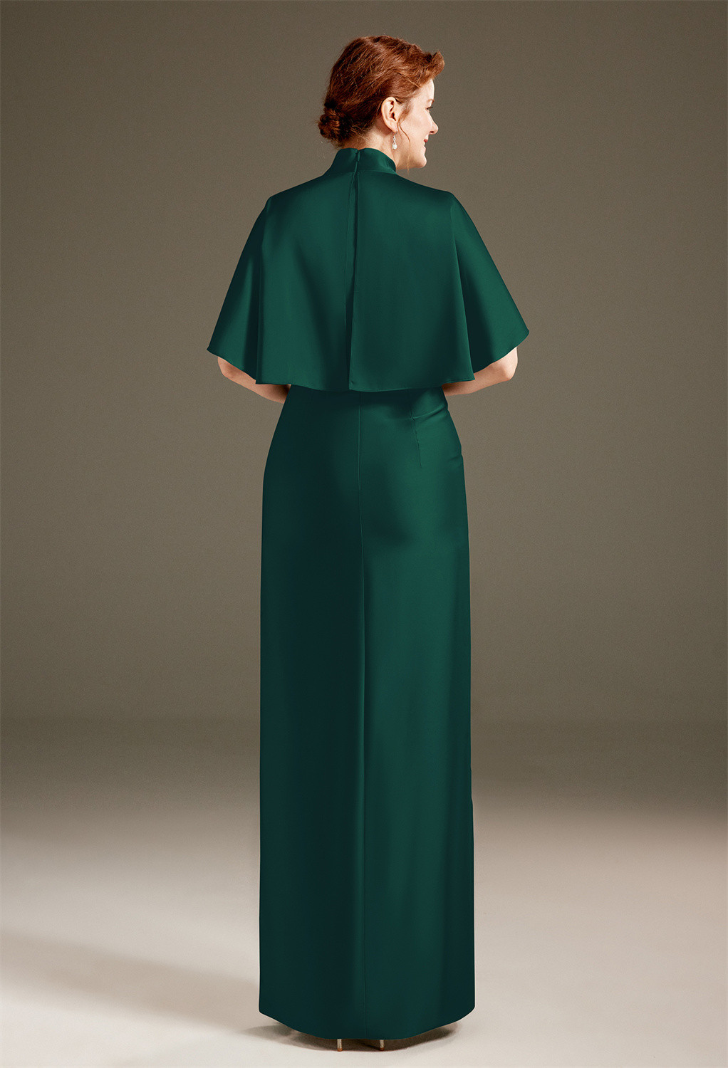 AW Luster Hunter Green  Mother of The Bride Dresses With Wraps